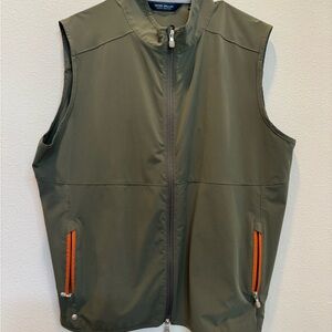 Peter Millar Men's Vest in Olive with Orange Accents